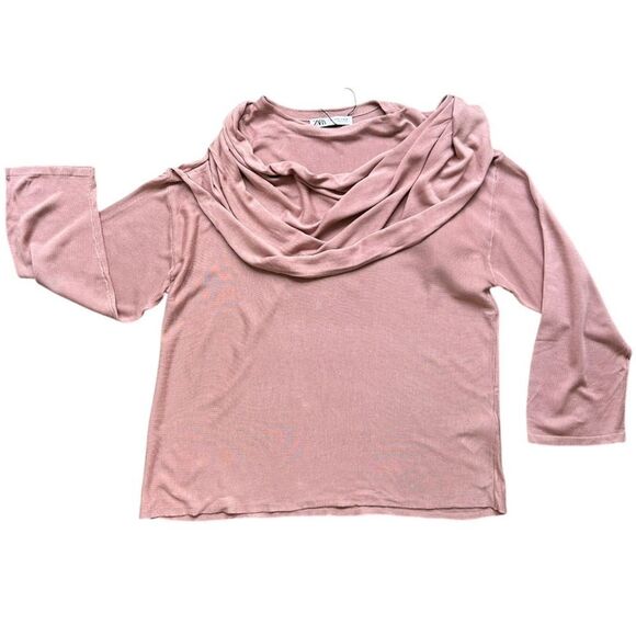 Zara Knit Sweater with Scarf Soft Pink Sz Sm/Med - Picture 4 of 5